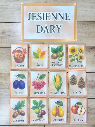 Dary Jesieni - Plansze z ilustracjami i napisami