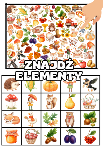 Jesień - Znajdź Na Planszy Elementy