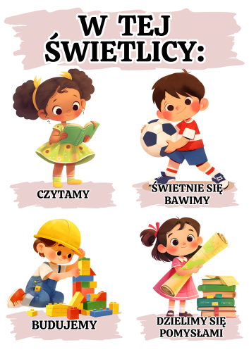 W  tej grupie / sali / klasie / świetlicy/ gabinecie -  Dekoracja wersja 3 