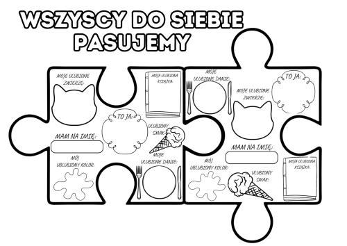 Puzzle do wypełnienia dla dzieci 