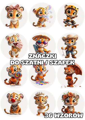Tygryski - Znaczki do szatni/ na szafki BRAK MOŻLIWOŚCI EDYCJI