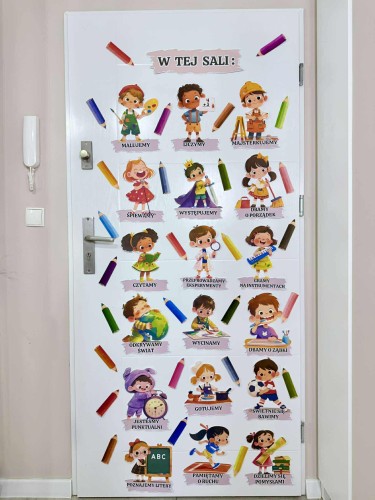 W  tej grupie / sali / klasie / świetlicy/ gabinecie -  Dekoracja wersja 3   