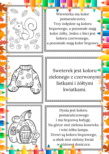Jesienne  kolorowanie ilustracji według opisu  
