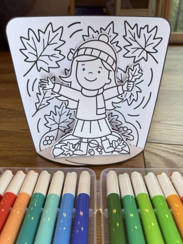 Jesienne Szablony 3D z dziećmi - Praca Plastyczna