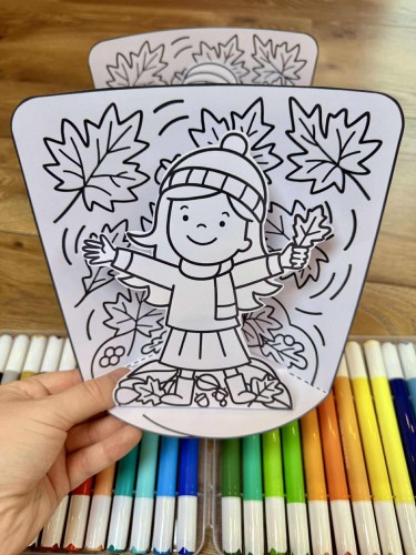 Jesienne Szablony 3D z dziećmi - Praca Plastyczna  