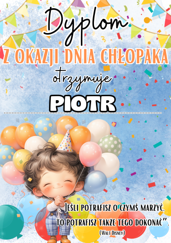 Dzień Chłopaka - Dyplom Wzór 2 z możliwością edycji tekstu 