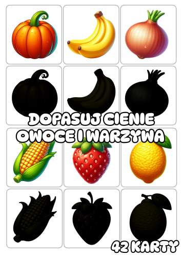 Owoce i Warzywa - Dopasuj Cienie