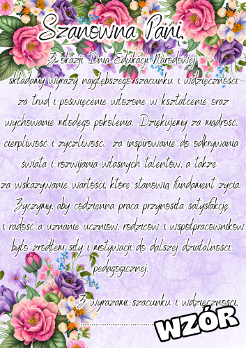 Dzień Edukacji - Podziękowania z możliwością edycji