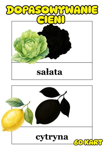 Owoce i Warzywa - Dopasuj do cienia