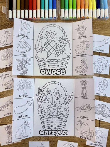 Owoce i Warzywa - Książeczka Składna / Kolorowanka 