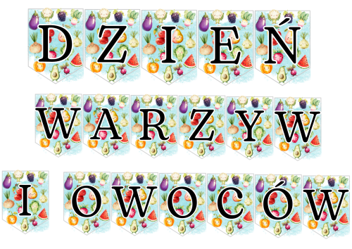Owoce i Warzywa -Dzień Warzyw i Owoców - Napis / Girlanda
