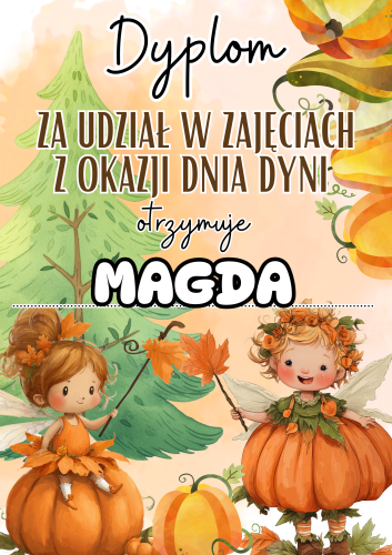 Dzień Dyni - Dyplom z możliwością edycji 