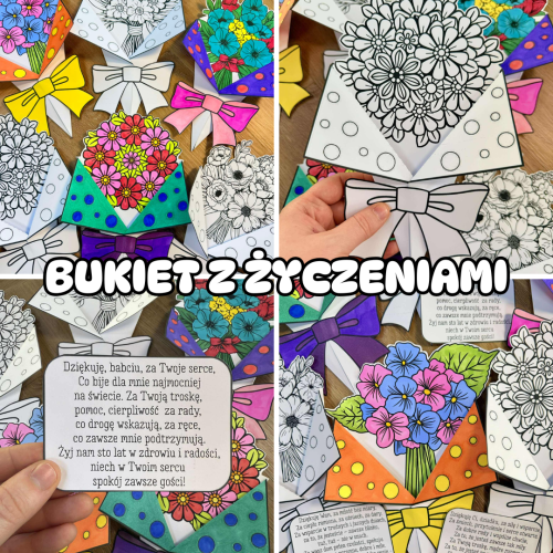 Bukiety Rozkładane z Życzeniami - Dzień Babci i Dziadka  