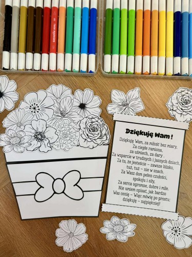 Bukiet/ Kartka Rozkładana z Życzeniami - Dzień Babci i Dziadka