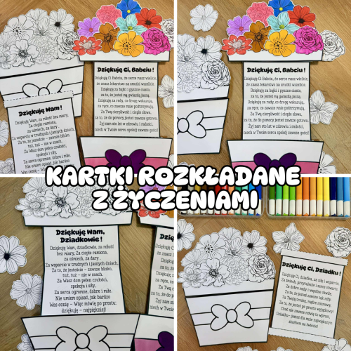 Bukiet/ Kartka Rozkładana z Życzeniami - Dzień Babci i Dziadka 