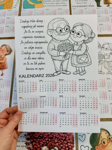 Kalendarze - Wzór 2 - Kolorowe / Biało Czarne - Dzień Babci i Dziadka   