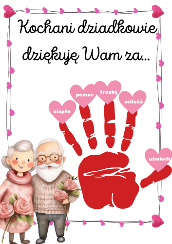 Odbijanie Rączek + Serduszka z Napisami - Dzień Babci i Dziadka