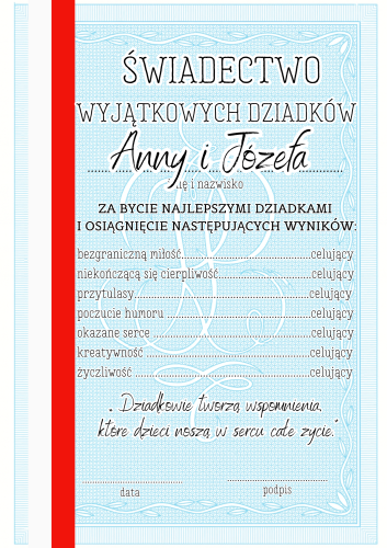 Świadectwa z możliwością edycji - Dzień Babci i Dziadka