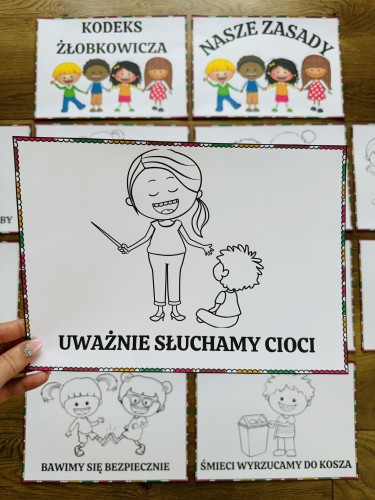 Jesień - Kodeks Żłobkowicza / Nasze Zasady- ilustracje z opisami wersja czarno-biała