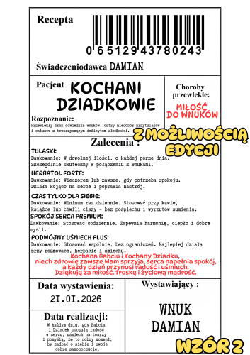Wzór 2 - Recepta z możliwością edycji  - Dzień Babci i Dziadka 