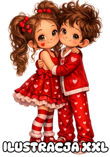 Walentynkowa Ilustracja Dzieci XXL (wzór 1)  - Walentynki 