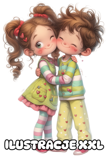 Walentynkowa Ilustracja Dzieci XXL (wzór 2)  - Walentynki  