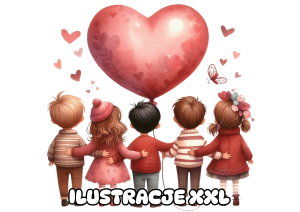 Walentynkowa Ilustracja Dzieci XXL (wzór 3)  - Walentynki   