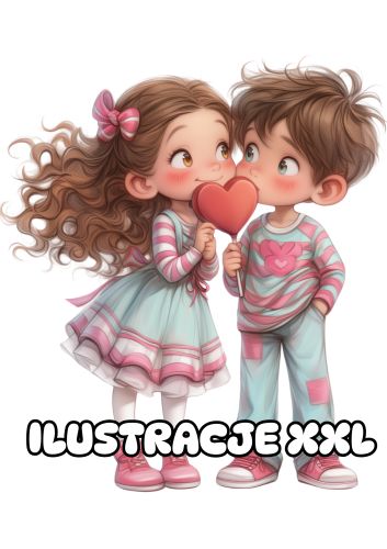 Walentynkowa Ilustracja Dzieci XXL (wzór 4)  - Walentynki    