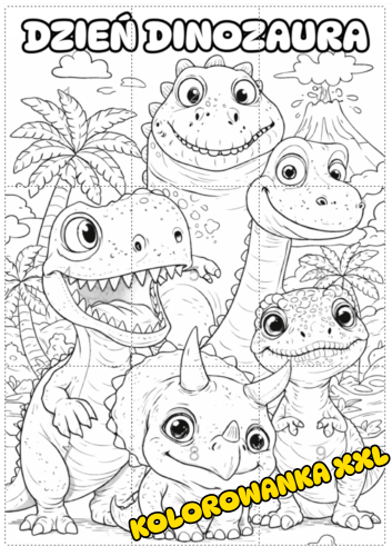 Kolorowanka XXL ( wzór 2 ) - Dzień Dinozaura
