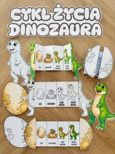 Cykl Życia Dinozaura - Książeczki Rozkładane Kolorowe / Biało Czarne - Dzień Dinozaura 