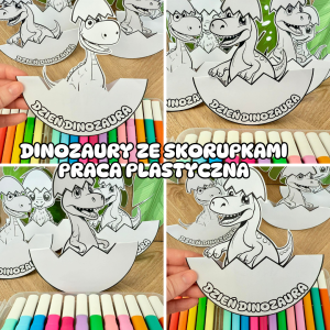 Dinozaury ze skorupkami - Praca Plastyczna - Dzień Dinozaura 