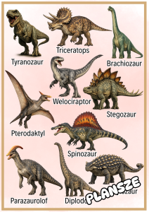 Dinozaury - Plansze z Ilustracjami i nazwami - Dzień Dinozaura