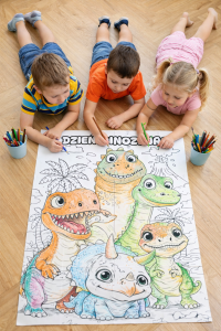 Kolorowanka XXL ( wzór 2 ) - Dzień Dinozaura  