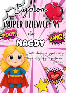 Dzień Kobiet - Dyplom Super Dziewczyny   - Wzór 1 z możliwością edycji   