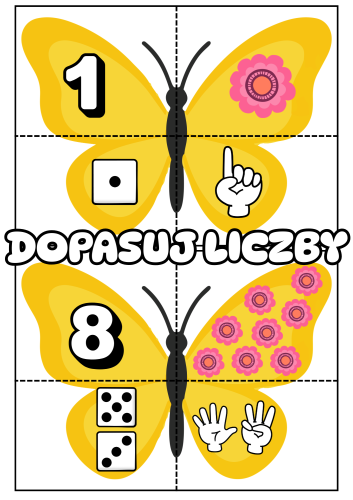 Dopasuj Liczby - Motyle - Wiosna