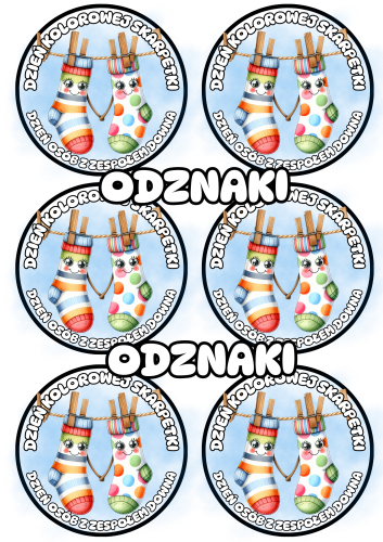 Dzień Kolorowej Skarpetki - Odznaki (wzór 2 )