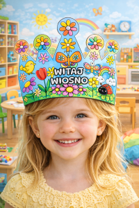 Witaj Wiosno - Opaska Na Powitanie Wiosny - ( czarno - biała )