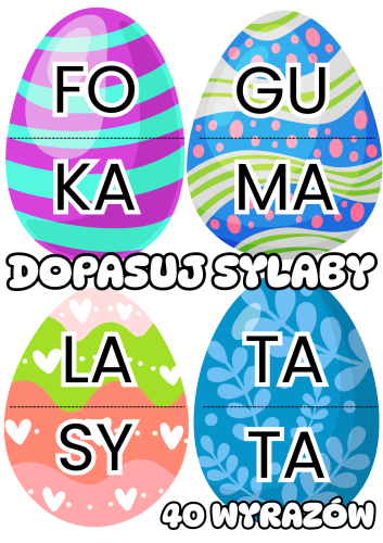 Dopasuj Sylaby - Pisanki - Wielkanoc