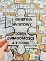 Puzzle z Hasłami do pokolorowania - Dzień Autyzmu  