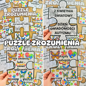 Puzzle z Hasłami do pokolorowania - Dzień Autyzmu   