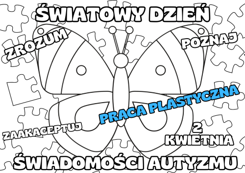 Dzień Autyzmu - Szablon Pracy Plastycznej  z motylem
