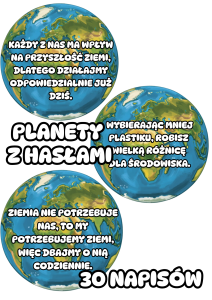 Planety z Hasłami- Wersja Kolorowa- Dzień Ziemi 