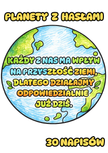 Planety z Hasłami- Wersja Czarno- Biała - Dzień Ziemi   