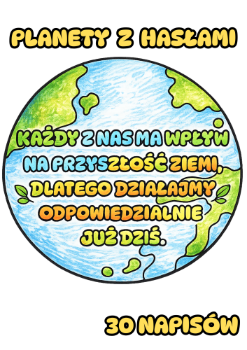 Planety z Hasłami- Wersja Czarno- Biała - Dzień Ziemi   