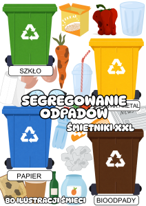 Segregowanie Śmieci - Śmietniki XXL / 80 Ilustracji Śmieci- Dzień Ziemi