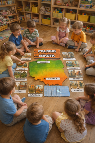 Mapa XXL  z miastami w Polsce - Dzień Niepodległości / Święto Konstytucji 3 Maja / Polska 