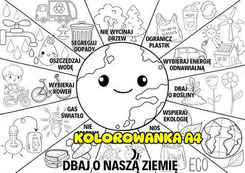Kolorowanka / Praca Plastyczna A4 (wzór 2)  - Dzień Ziemi