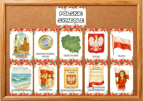 Symbole  - Gazetka / Plansze  Z Ilustracjami - Dzień Niepodległości / Święto Konstytucji 3 Maja / Polska 