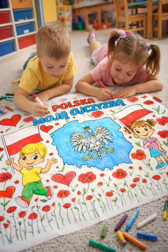 Polska Moją Ojczyzną - Kolorowanka XXL ( wzór 2) Dzień Niepodległości / Święto Konstytucji 3 Maja / Polska  
