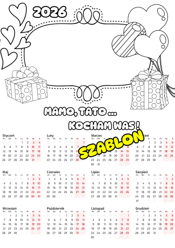 Kalendarze z Miejscem Do Kolorowania - Dzień Mamy i Taty/ Dzień Rodziny 